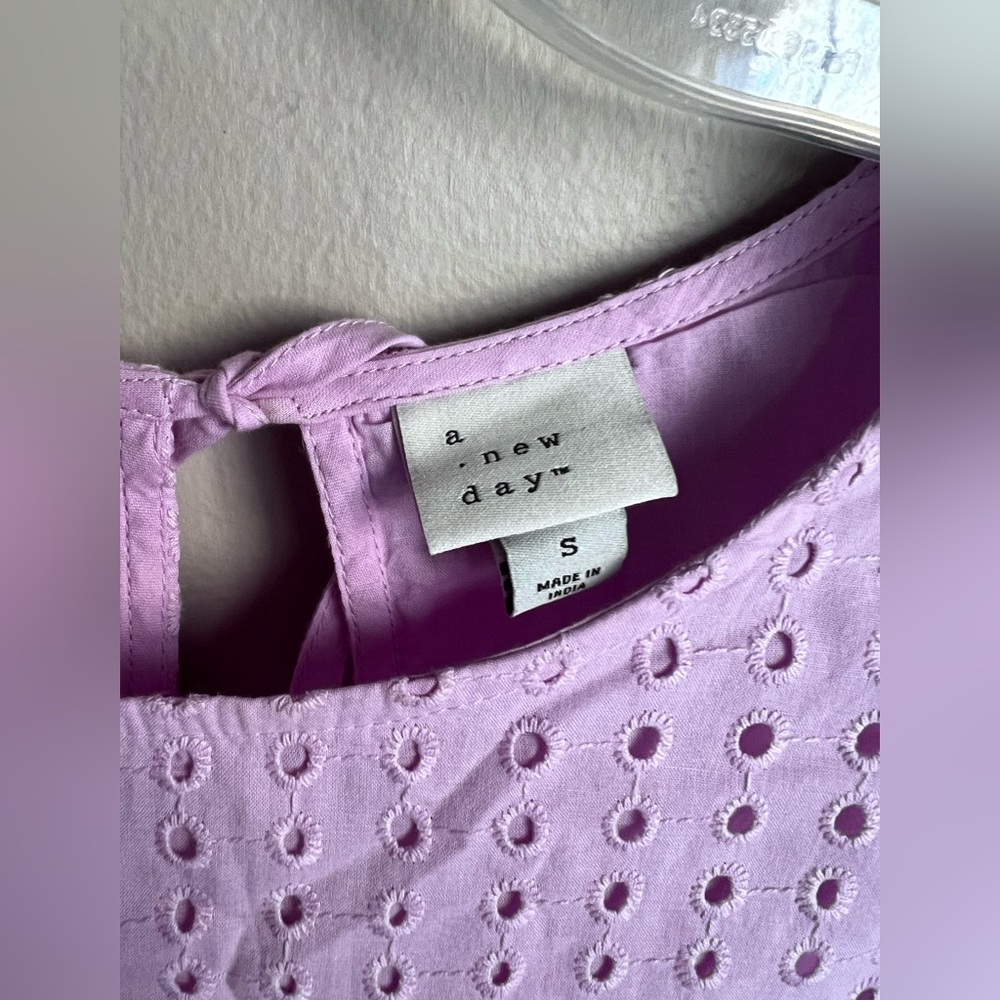 a new day Lilac Eyelet Puff Sleeve Blouse - Picture 9 of 9